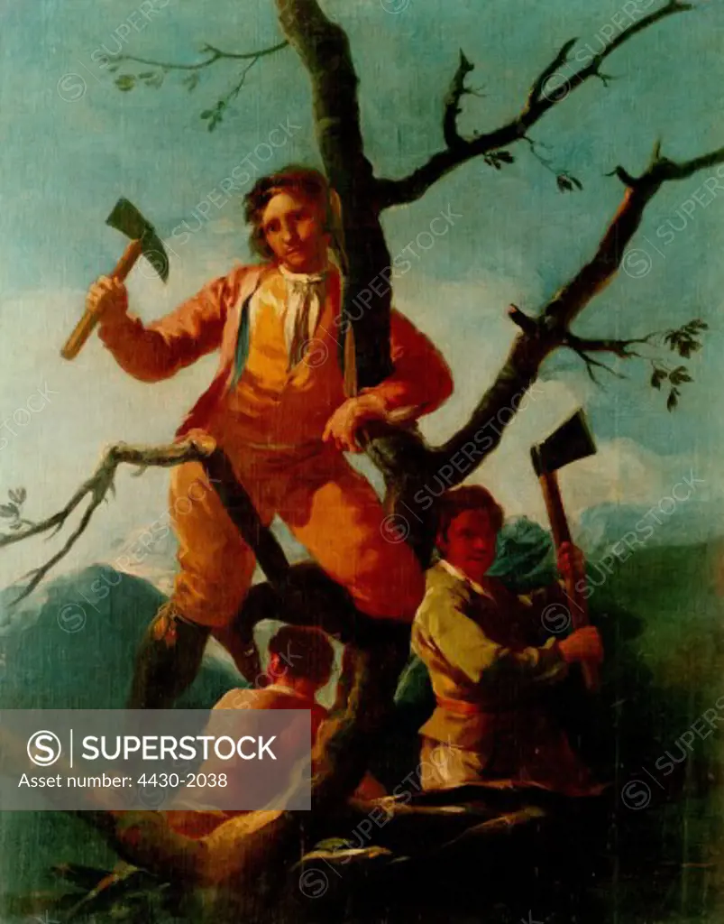 fine arts, Goya y Lucientes, Francisco de, (1746 - 1828), painting, ""the lumberjacks"", Prado, Madrid,
