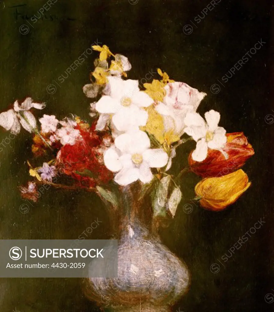 fine arts, Fantin-Latour, Henri, (1836 - 1904), painting, ""daffodils and tulips"", Louvre, Paris,