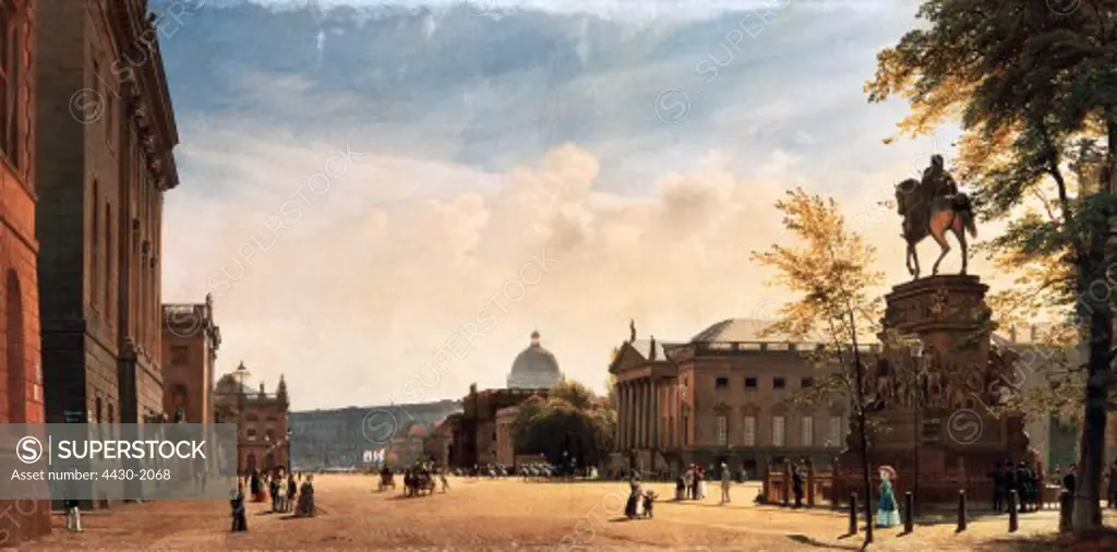 fine arts, Gaertner, Eduard, (1801 - 1877), painting, ""Unter den Linden"", 1853, oil on canvas, 75 cm x 155 cm, Oskar Reinhart Museum, Winterthur,