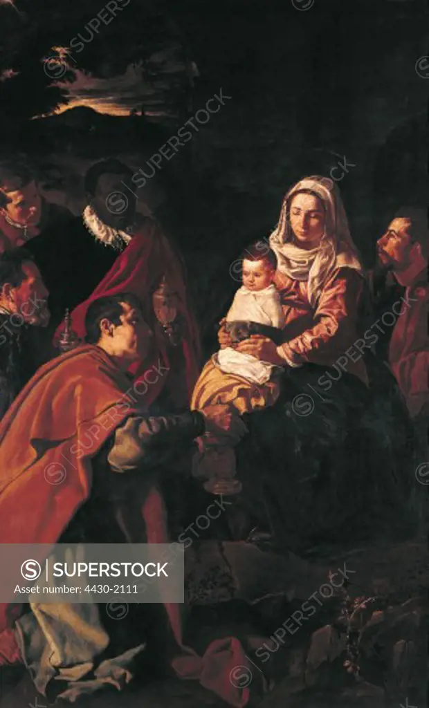 fine arts, Velazquez, Diego Rodriguez de Silva y (1599 - 1660), painting ""The Adoration of the Magi"", 1619, Prado, Madrid,
