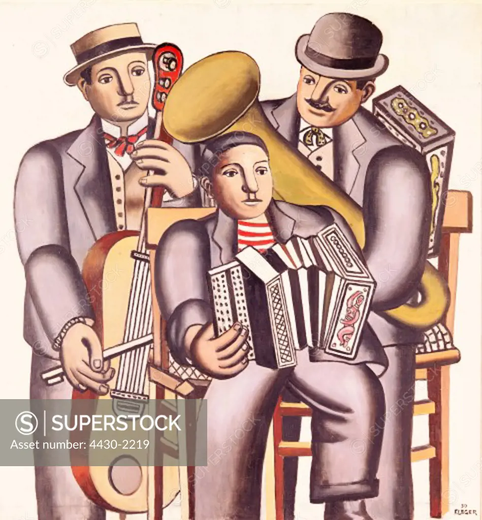 fine arts, Leger, Fernand, (1881 - 1955), painting, ""Les trois musiciens"", (""the three musicians""), 1930, oil on canvas, 118 cm x 113,5 cm, Von der Heydt Museum, Wuppertal, ARTIST'S COPYRIGHT MUST ALSO BE CLEARED,