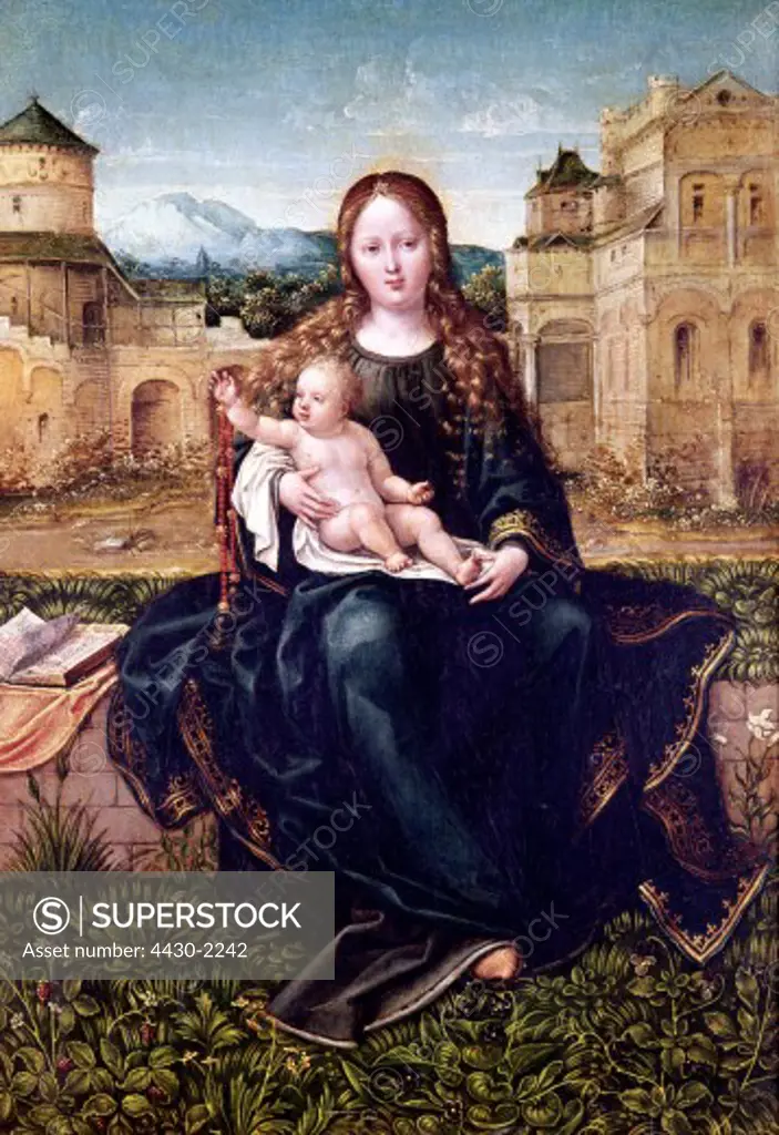 fine arts, Duerer, Albrecht (1471 - 1528), painting, ""Virgin Mary with Child"", Museo de la Fundation Lazaro Galdiano, Madrid,