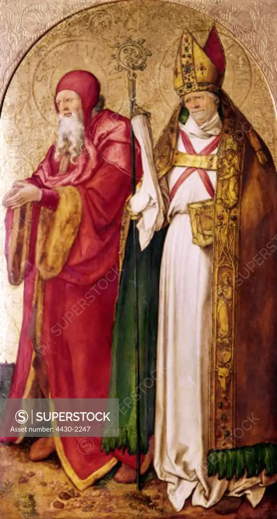 fine arts, Duerer, Albrecht (1471 - 1528), painting, ""Saints Simeon and Lazarus"", Jabacher altarpiece, right wing, interior, oil on panel, circa 1500 - 1503, Alte Pinakothek, Munich,