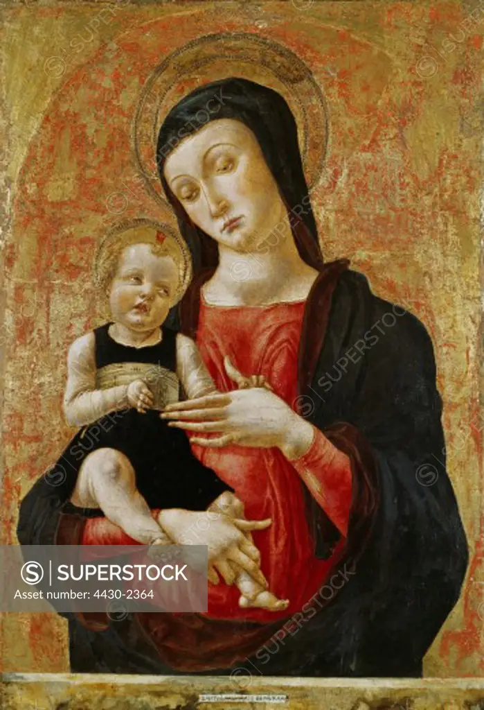 fine arts, Vivarini, Bartolomeo (circa 1432 - circa 1499), painting ""Madonna with Child"", Museo Correr, Venice,