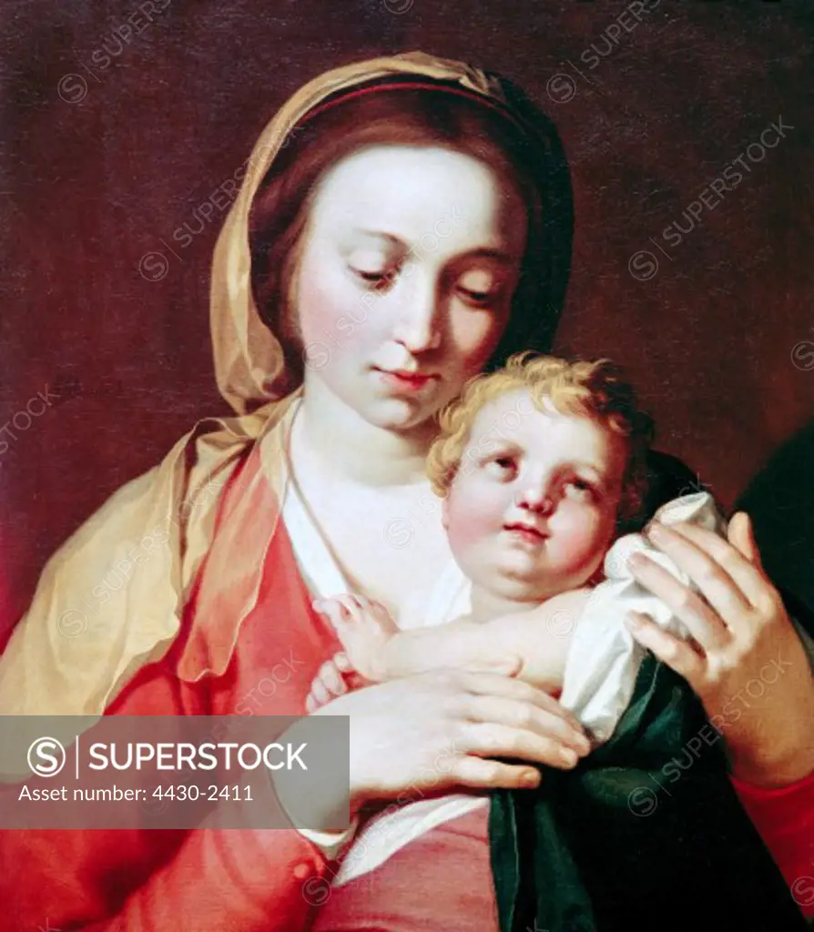 fine arts, Bloemaert, Abraham, (1564 - 1651), painting, ""Madonna with child"", Pommersfelden, Germany, Europe, religious art, 16th century, 17th century, baroque, religion, christianity, Saint Mary, Jesus Christ, child,