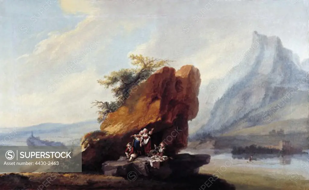fine arts, Wolff, Caspar (1735 - 1783), painting, ""Lake Lucerne near Stanstad"", Deutsche Barockgalerie, Augsburg, Germany,