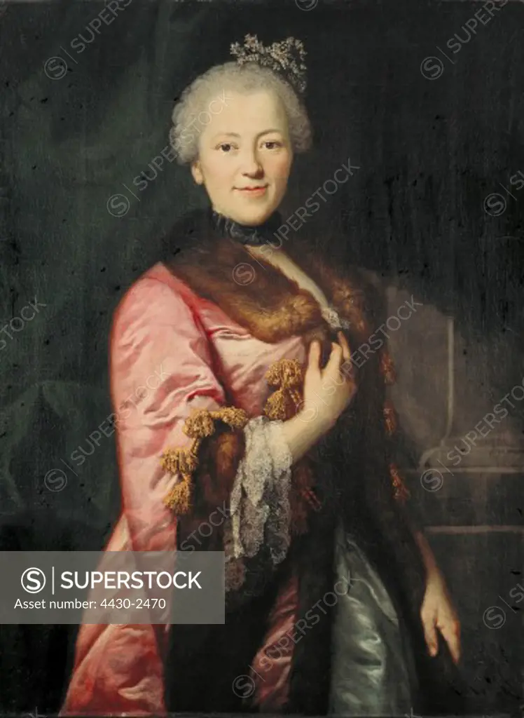 fine arts, Graff, Anton, (1736 - 1813), painting, ""Johann Jakobina Magdalena von Pfister"", 1763, German baroque gallery, Augsburg,