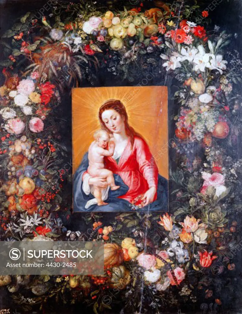fine arts, Brueghel, Jan the Elder, (1568 - 1625), painting, ""Saint Mary with child"", Prado, Madrid,