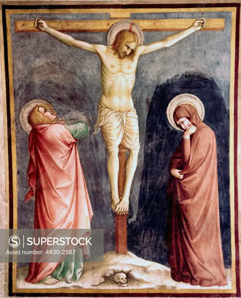 fine arts, religious art, Jesus Christ, passion, crucifixion, fresco, 14th century, pulpit, lower church, San Francesco, Assisi, Italy,