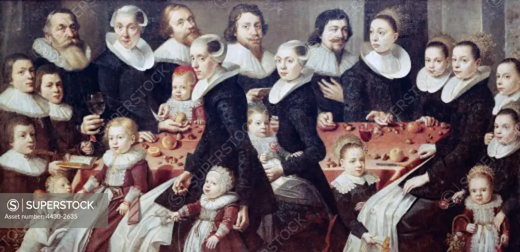 fine arts, paintings, family portrait, unknown artist, 17th century, Schleswig-Holstein state museum, Gottorf castle,