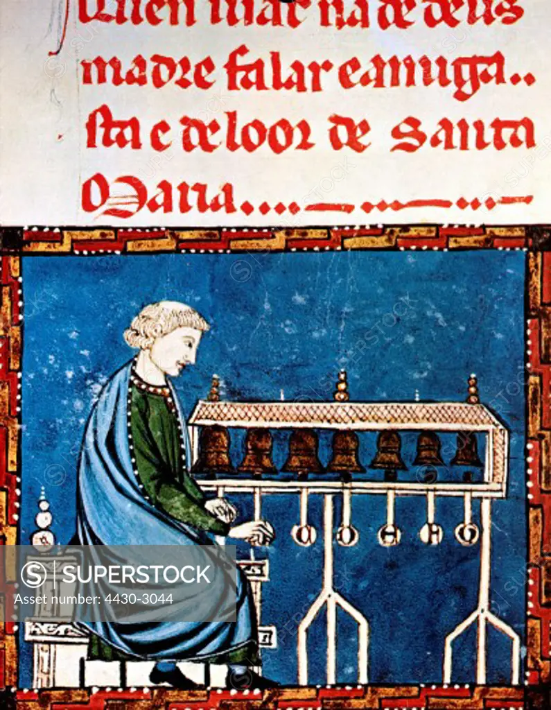 fine arts, middle ages, Gothic, illumination, ""Cantigas de Santa Maria"" of King Alfonso X of Castile, circa 1280, chant 400, Codex T, Escorial, Madrid,