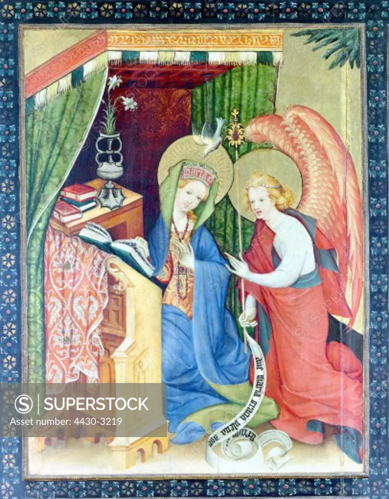 fine arts, painting, annunciation to Saint Mary, unknown artist, circa 15th century, Gelnhausen, Germany,