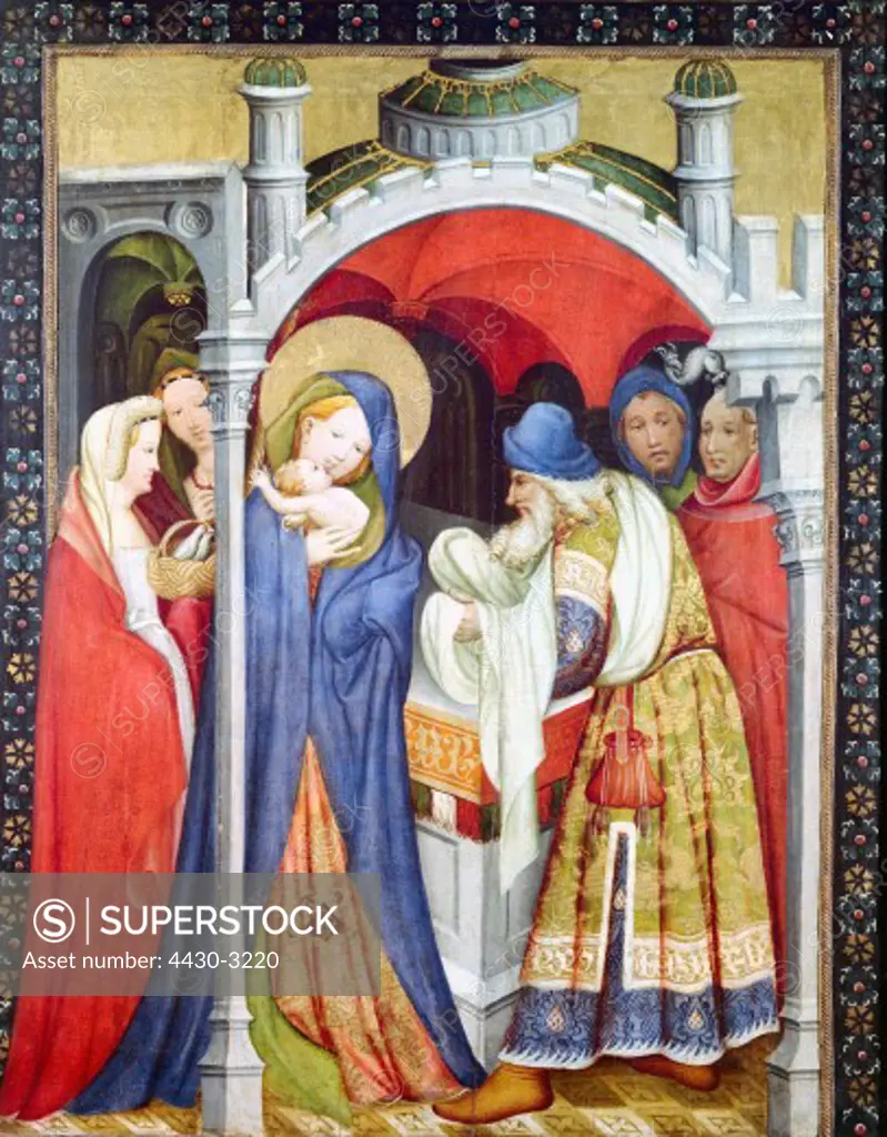 fine arts, painting, presentation at the temple, unknown artist, circa 15th century, Gelnhausen, Germany,