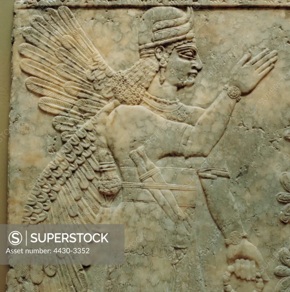 fine arts, ancient world, Assyrians, winged genius, Nimrud, palace of King Ashurnasirpal II (reigned 883 - 859 BC), British Museum, London,