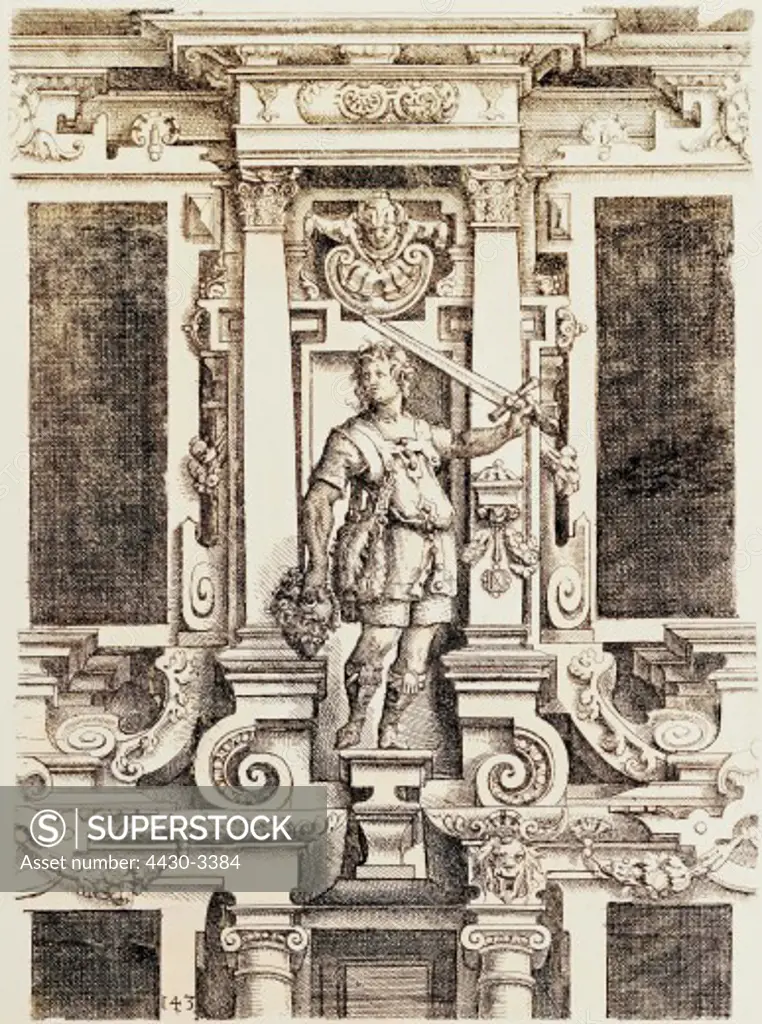 fine arts, Mannerism, etching, from ""Architectura"", by Wendel Dietterlin, Nuremberg, 1598, private collection,