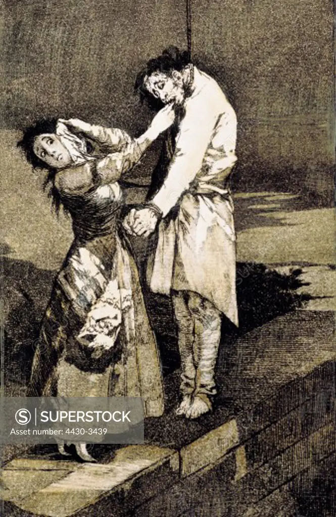 fine arts, Goya y Lucientes, Francisco de (1746 - 1828), graphic, etching, ""A caza de dientes"" (Out hunting for teeth), from the series ""Los Caprichos"" (The caprices), 1796 / 1797, private collection,