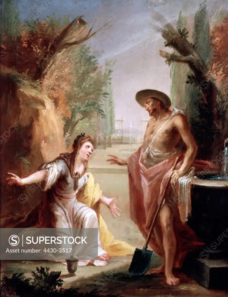 fine arts, Wink, Johann Christian (1738 - 1797), painting, ""Christ as Gardener"", scetch, 18th century, oil on canvas, Bavarian National Museum, Munich,