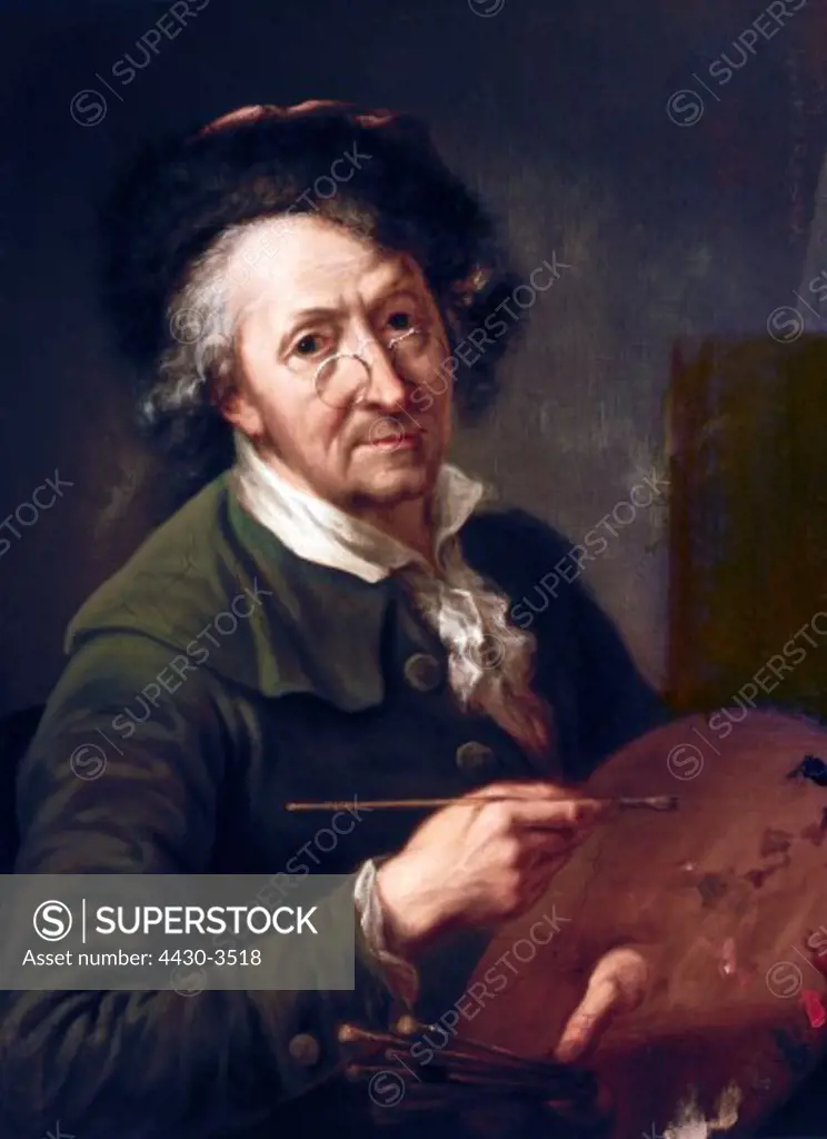 fine arts, Oefele, Franz Ignaz (1721 - 1797), painting, self-portrait, 18th century, oil on canvas, Bavarian National Museum, Munich,