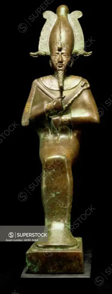 fine arts, ancient world, Egypt, sculpture, god Osiris, bronze, circa 600 BC, 26th dynasty, State Collection of Egyptian Art, Munich,