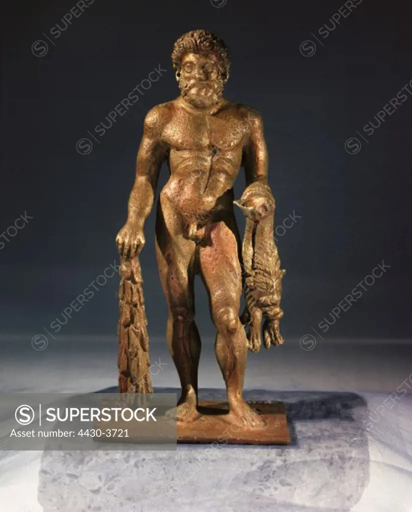 fine arts, ancient world, Parthia, statuette, Herakles Nergal, bronze, Hatra / Cadra, 2nd century A.D., height: 22,5 cm, Iraqi National Museum Baghdad,