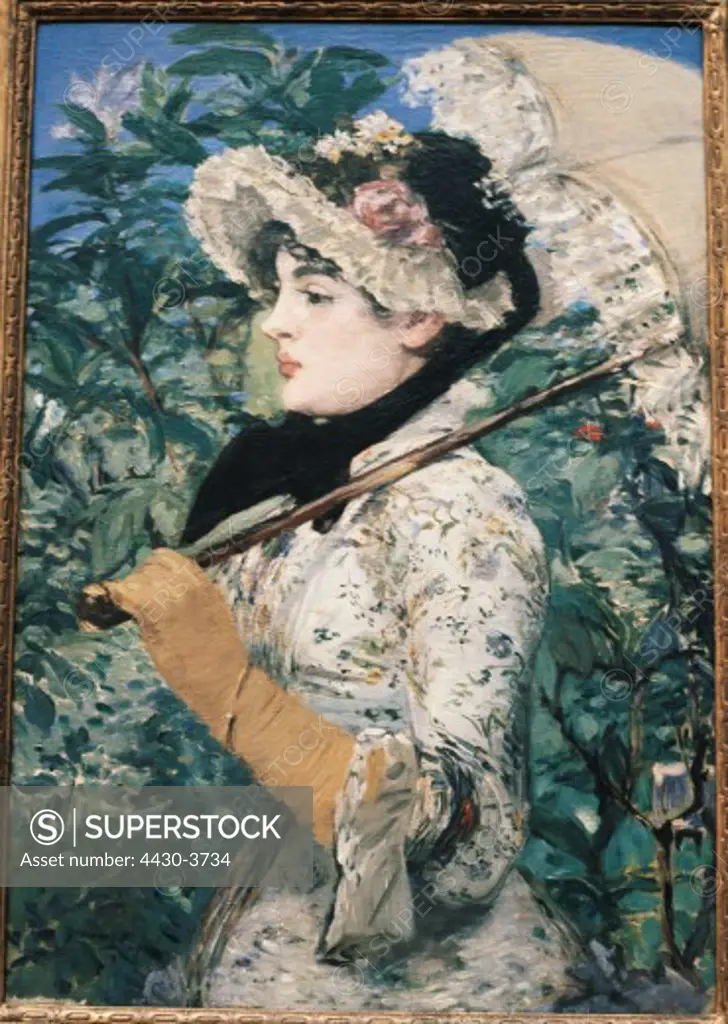 fine arts, Manet, Edouard, (1832 - 1883), painting, ""Spring (Jeanne)"", 1881,