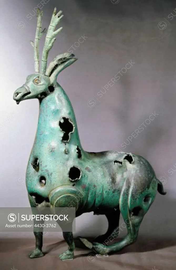 fine arts, Islamic Art, sculpture, deer, vessel for hand washing, bronze, Egypt, Fatimid, 11th century, Bavarian National Museum, Munich,