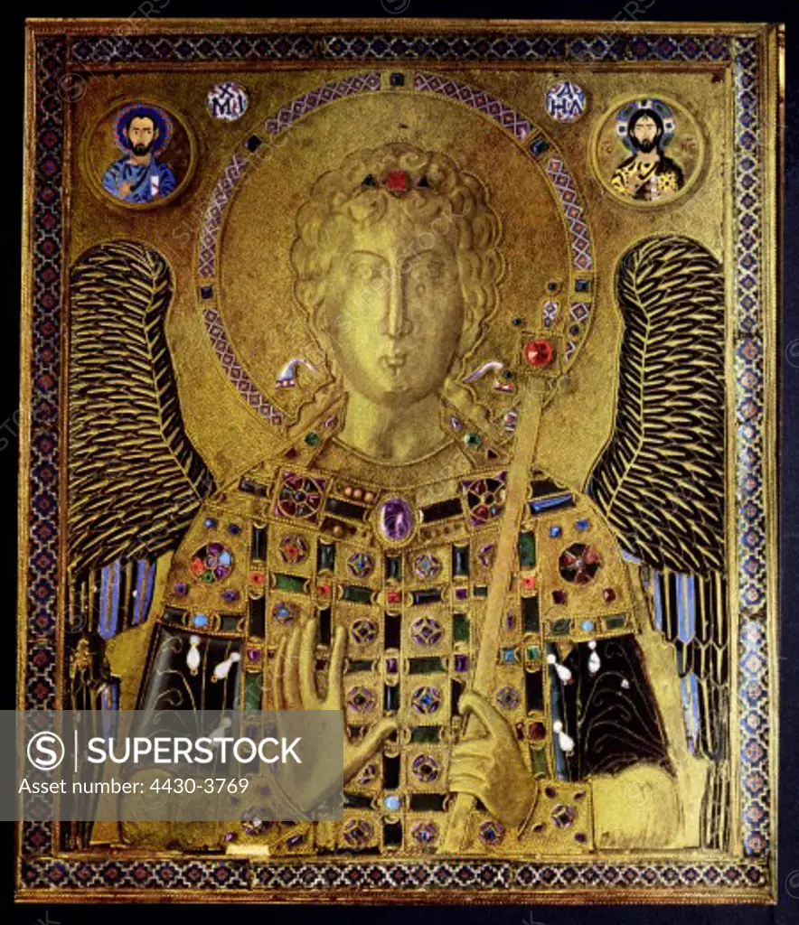 fine arts, middle ages, Byzantine Art, painting, icon, Archangel Michael, Constantinople, 10th century, Tresoro della Basilica di San Marco, Venise,