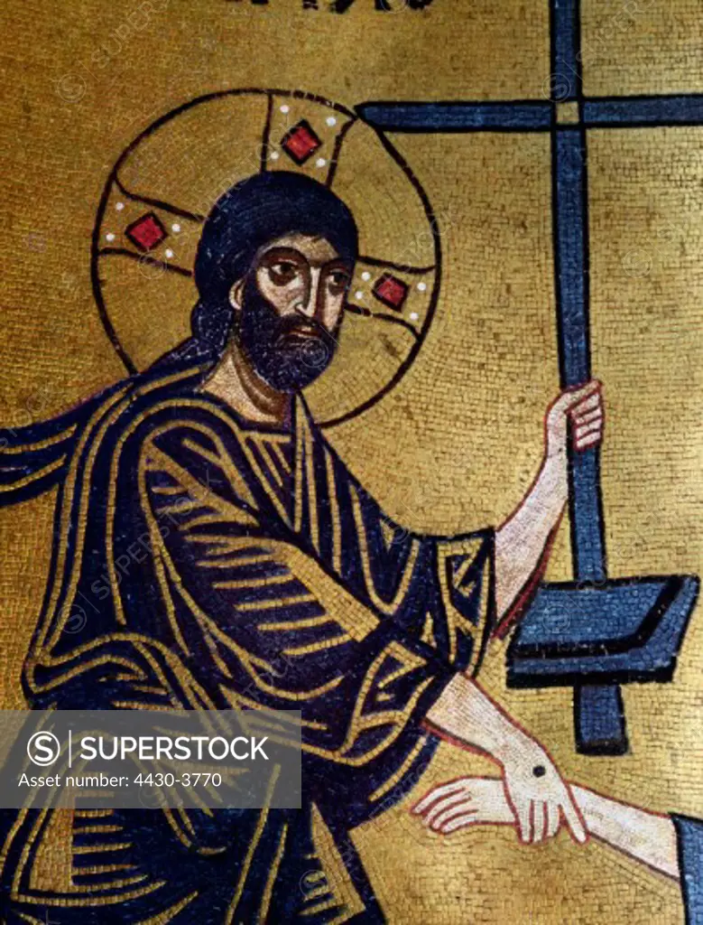 fine arts, middle ages, Byzantine Art, mosaic, Jesus Christ, Nea Moni, Chios, Greece, 11th century,