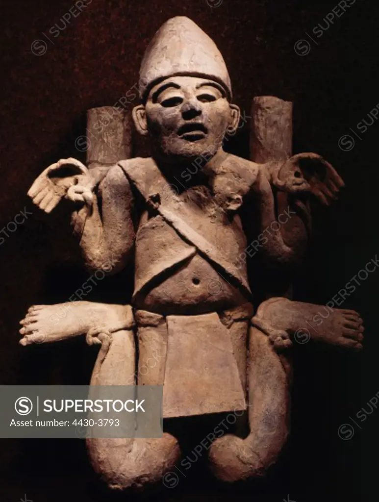 fine arts, Mesoamerica, Tajin Culture, sculpture, tid up man, terracotta, Veracruz, Mexico, 500 - 800, private collection,