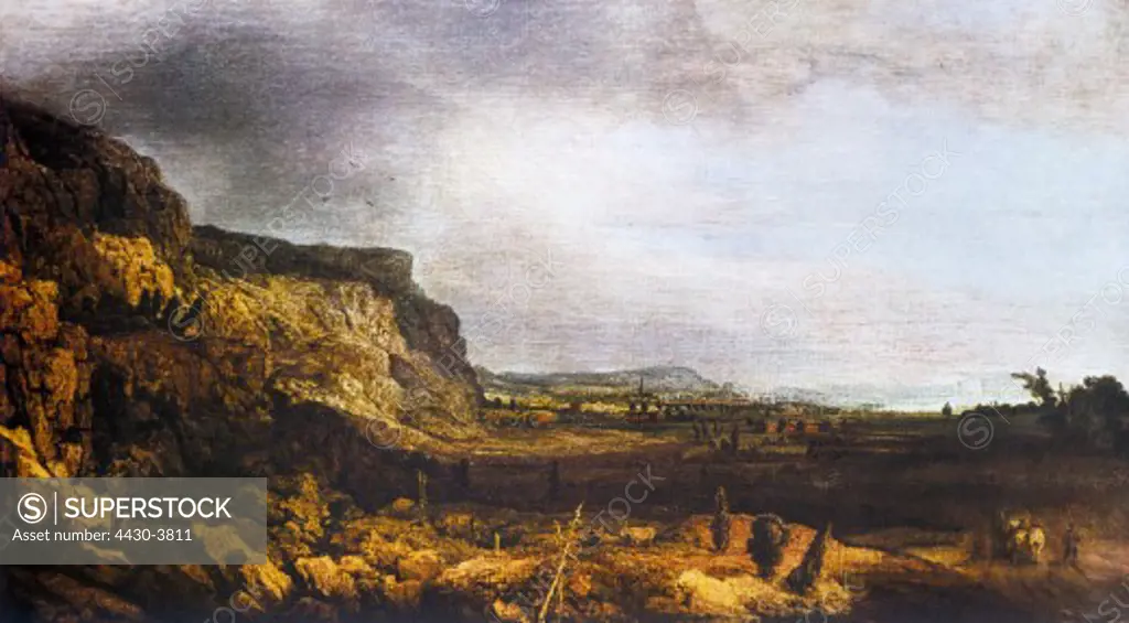 fine arts, Seghers, Hercules (circa 1590 - circa 1638), painting, ""Mountain Landscape with Distant View"", circa 1620, Berlin, National Gallery,