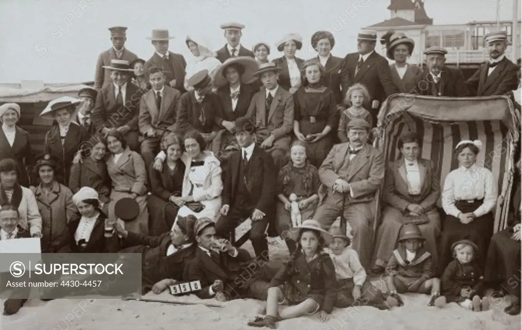 leisure group of people at a lido circa 1910 20th century,