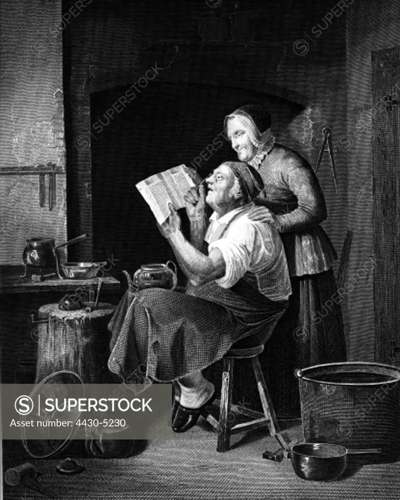 people professions coppersmith steel engraving Germany 19th century,