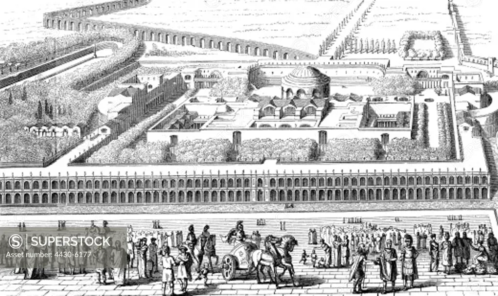 Italy Rome Thermae of Caracalla built 212 - 216 reconstruction wood engraving 19th century,