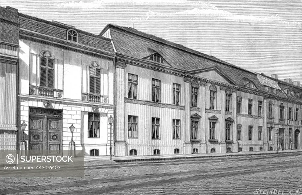 Germany Berlin building Ministry of Foreign Affairs Wilhelmstrasse late 19th century wood engraving by Steindel,