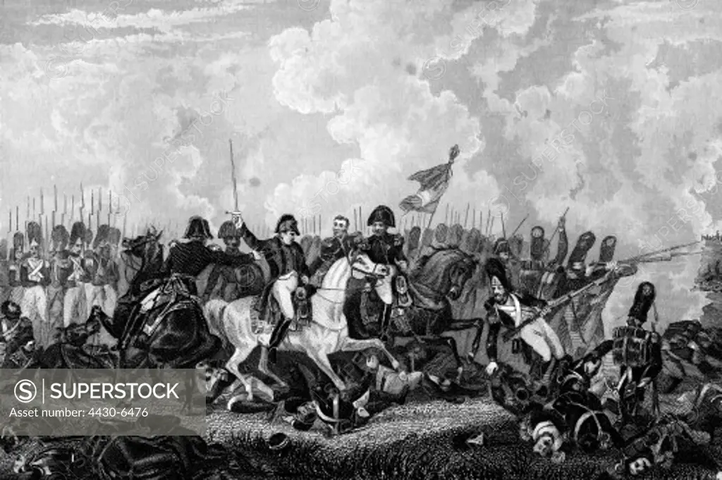 events 1815 Battle of Waterloo 18.6.1815 scene with Napoleon,