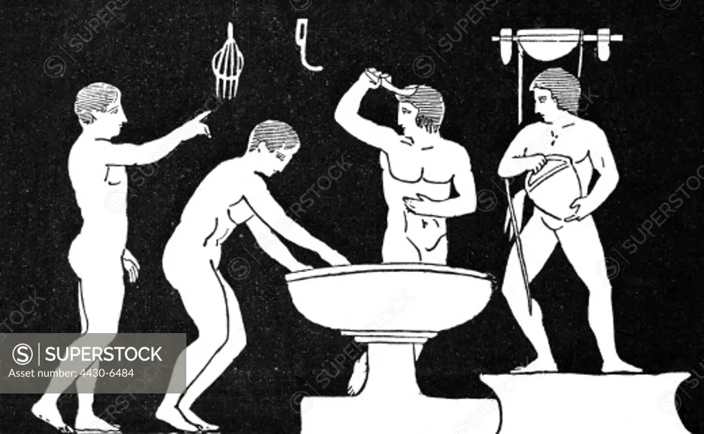 bathing ancient world Roman Empire bath for men after Victor Duruy ""Histoire des Romains"" 1843 - 1844,