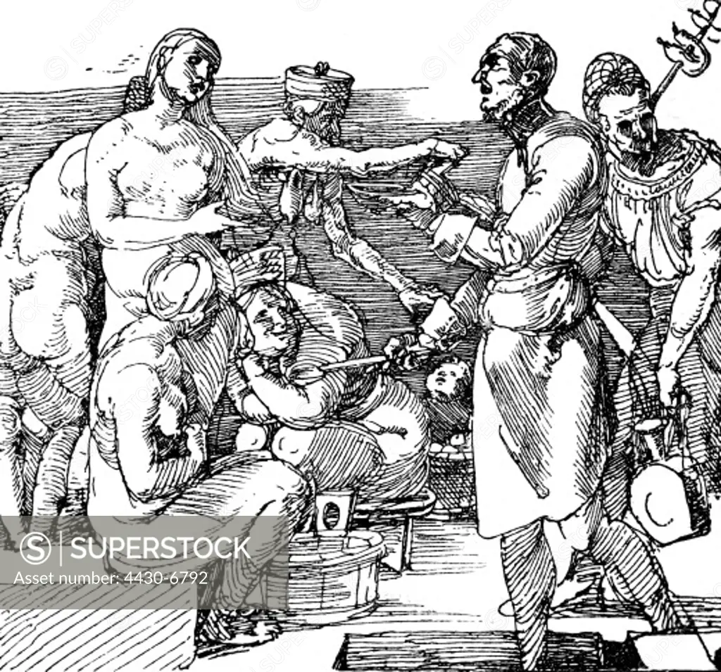 bathing women's bath after drawing by Albrecht Duerer 1516,