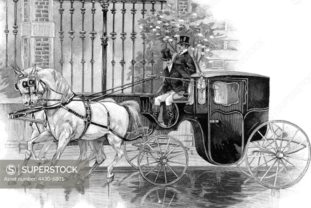 transport transportation carriages bridal carriage drawing by A. Ackermark wood engraving,
