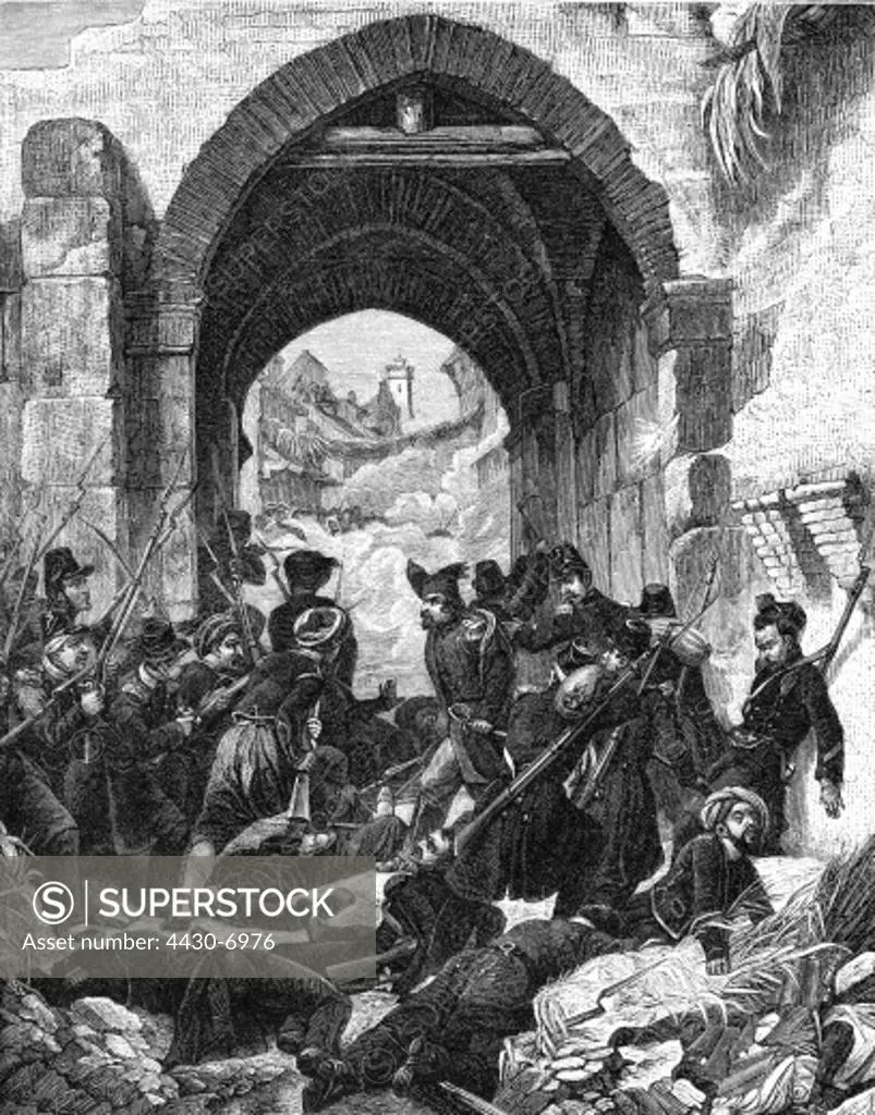 events Conquest of Algieria by France 1830 - 1847 storming of Constantine 13.10.1837 engraving after painting of Horace Vernet,