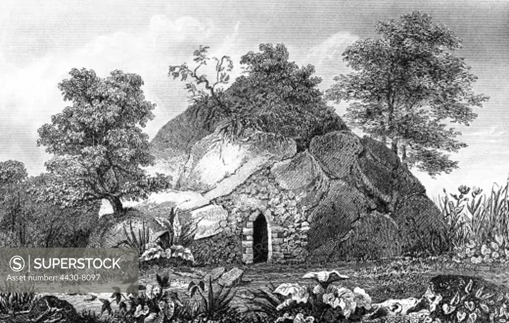 Mexico religion tombs of the kings wood engraving 19th century,