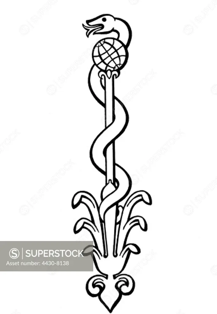 medicine Staff of Asclepius drawing,