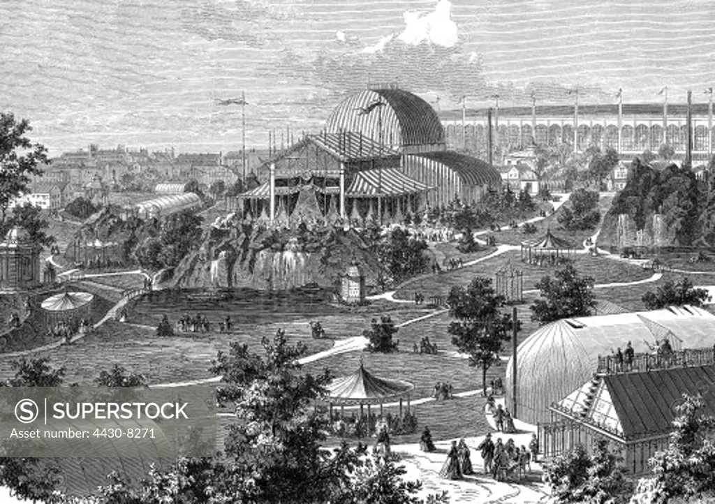 exhibitions world exposition Paris 1.4.1867 - 31.12.1867 site at Champ de Mars wood engraving Germany 1867,