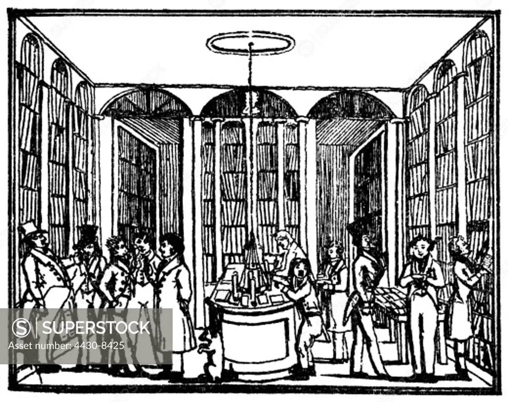 trade book trade Campe bookshop Braunschweig woodcut circa 1800,