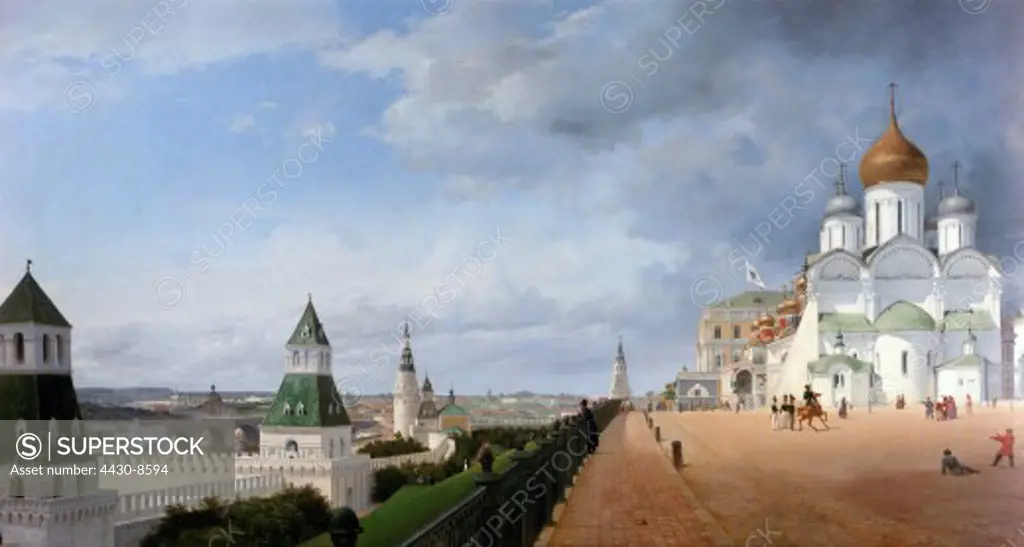 Russia Moscow buildings Kremlin panorama painting by Eduard Gaertner (1801 - 1877) Charlottenburg Palace Berlin,
