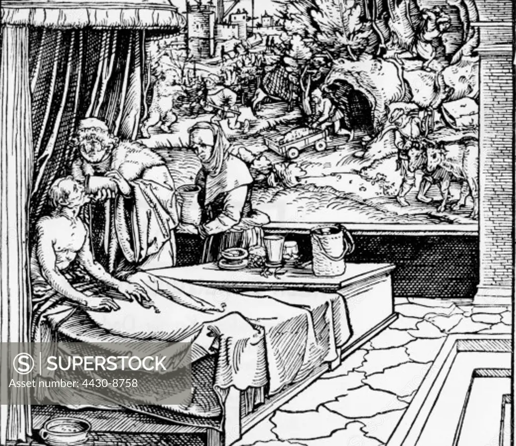 medicine narcosis narcotics doctor with anaesthetic woodcut by Cicero 1531,