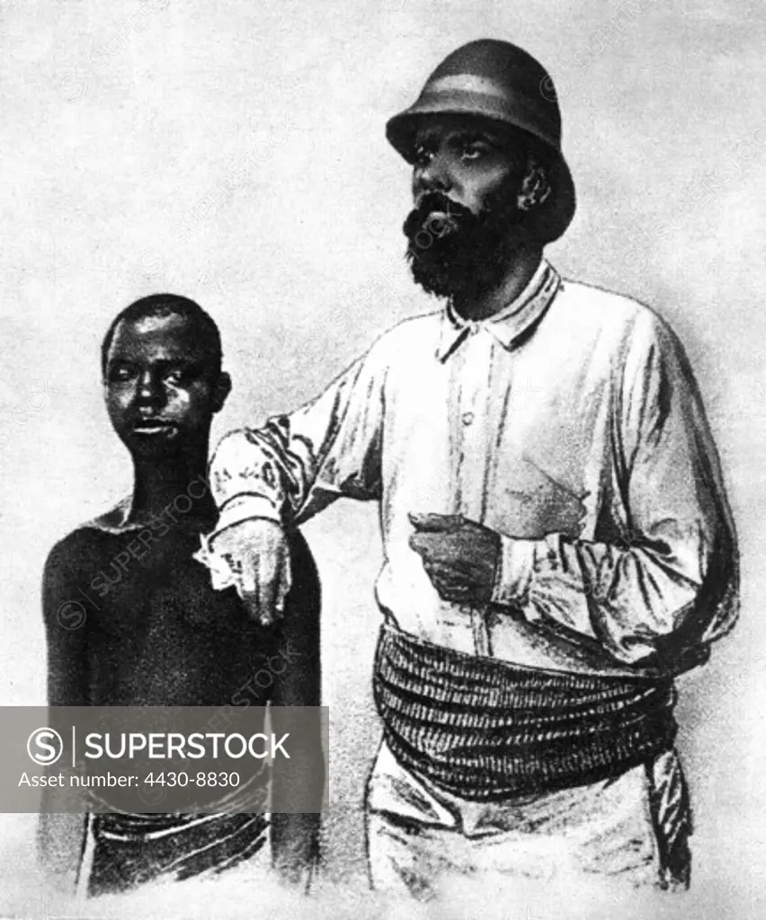 colonialism German colony Cameroon captain Kund with a native child by anonymous,