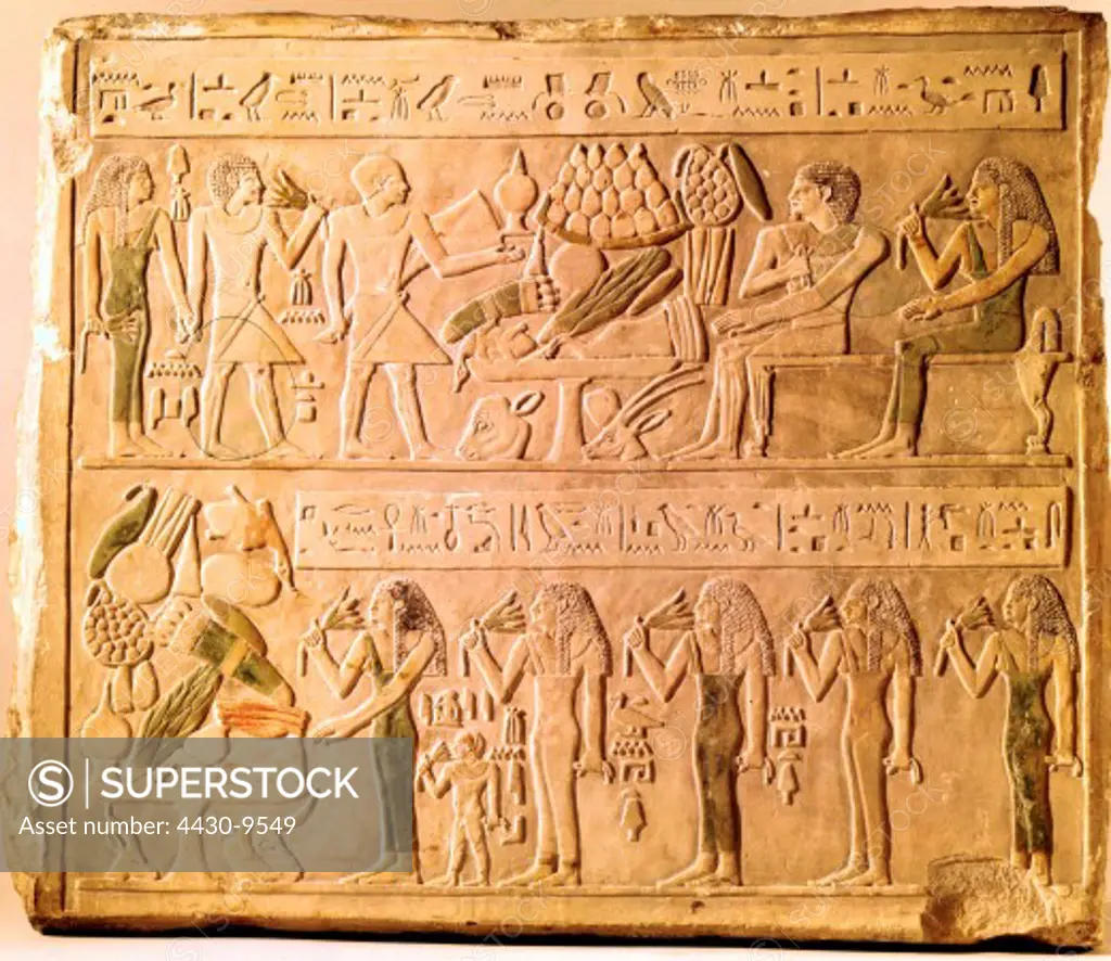 Egypt tombstone of Anuj New Kingdom 18th dynasty (1570 - 1345 BC) limestone Kestner Museum Hanover,