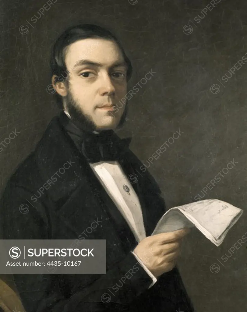 DONOSO CORTÄS, Juan (1809-1853). Spanish writer and politician. Oil on canvas. SPAIN. MADRID (AUTONOMOUS COMMUNITY). Madrid. Royal Academy of History.