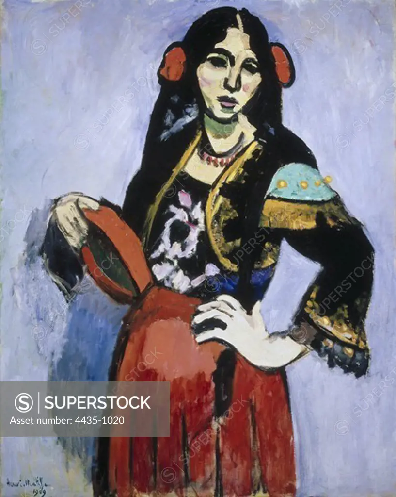 MATISSE, Henri (1869-1954). Spanish Woman with Tambourine. 1909. Fauvism. Oil on canvas. RUSSIA. MOSCOW. Moscow. Pushkin Museum of Fine Arts.