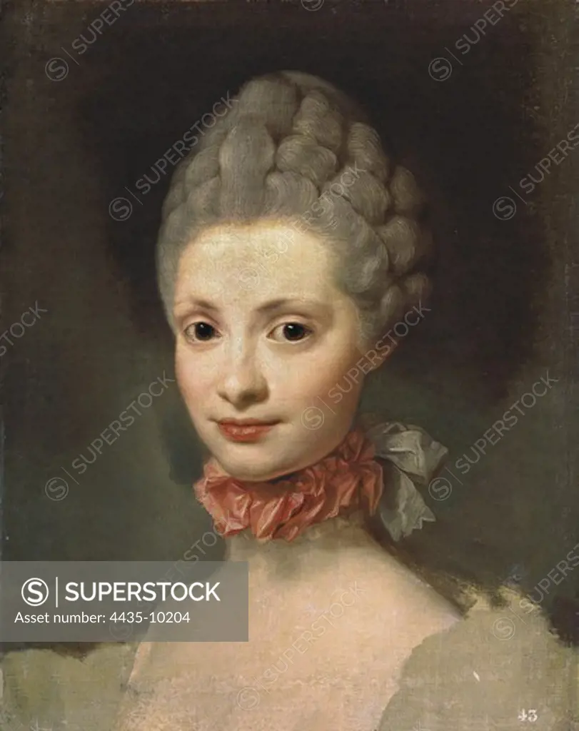 MENGS, Anton Raphael (1728-1779). Maria Luisa of Parma. 1765. Unfinished bust. Neoclassicism. Oil on canvas. SPAIN. MADRID (AUTONOMOUS COMMUNITY). Madrid. Prado Museum.
